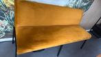 Gele velvet bank met metalen poten, Ophalen, Gebruikt, Minder dan 75 cm, 150 tot 200 cm