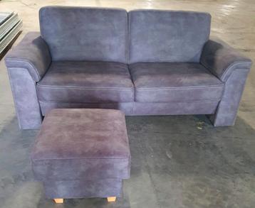 Paarse 2-zitsbank met hocker | Microleder | 190 cm breed beschikbaar voor biedingen