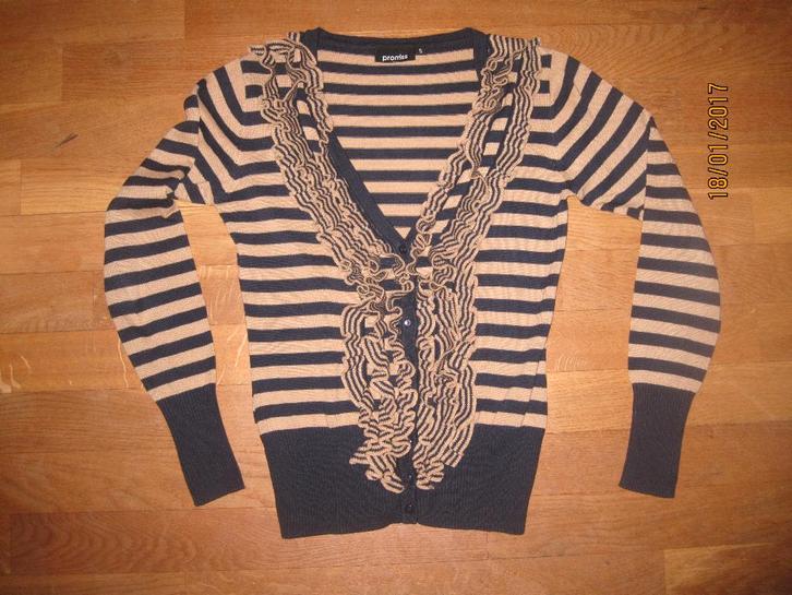 Promiss gestreept vest met roezelrand maat S, Kleding | Dames, Truien en Vesten, Gedragen, Maat 36 (S), Roze, Ophalen of Verzenden