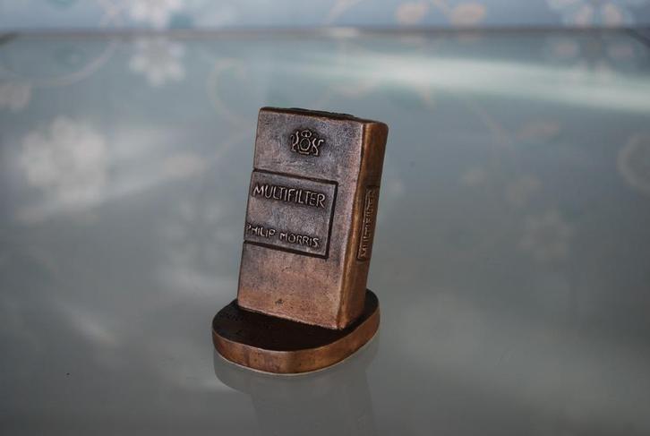 Tabak Reclame Philip Morris Sigaret Brons Vintage, Antiek en Kunst, Curiosa en Brocante, Ophalen of Verzenden
