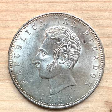 Ecuador 5 Sucres 1944 Mexico Mint 25 gram zilver beschikbaar voor biedingen