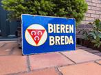 Antiek emaille reclame bord breda bieren drie hoefijzers, Ophalen of Verzenden, Gebruikt, Reclamebord