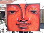 Buddha Boedda schilderij rood met goud, Antiek en Kunst, Ophalen