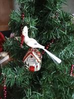 prachtige antieke kerstbal ooievaar op huisje, Ophalen of Verzenden, Gebruikt