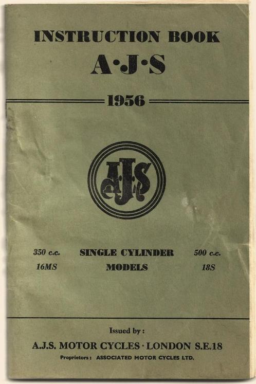 AJS 350 cc 16MS + 500 cc 18S manual handleiding motor 7745z, Motoren, Handleidingen en Instructieboekjes, Overige merken, Ophalen of Verzenden