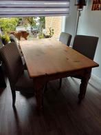Houten antieke grenen Tafel met Ikea stoelen, Ophalen, Gebruikt, 50 tot 100 cm, Vier personen