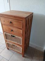 Teak houten kastje 2x lade en 2x mand, 50x40x93cm, Ophalen, 50 tot 100 cm, Overige materialen, Met lade(s)