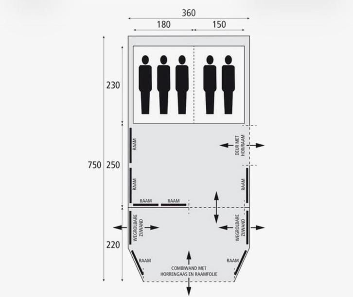 Topstaat Bardani Royal 360 rsc tent met Spitfire Wing luifel, Caravans en Kamperen, Tenten, tot en met 4, Zo goed als nieuw, Ophalen
