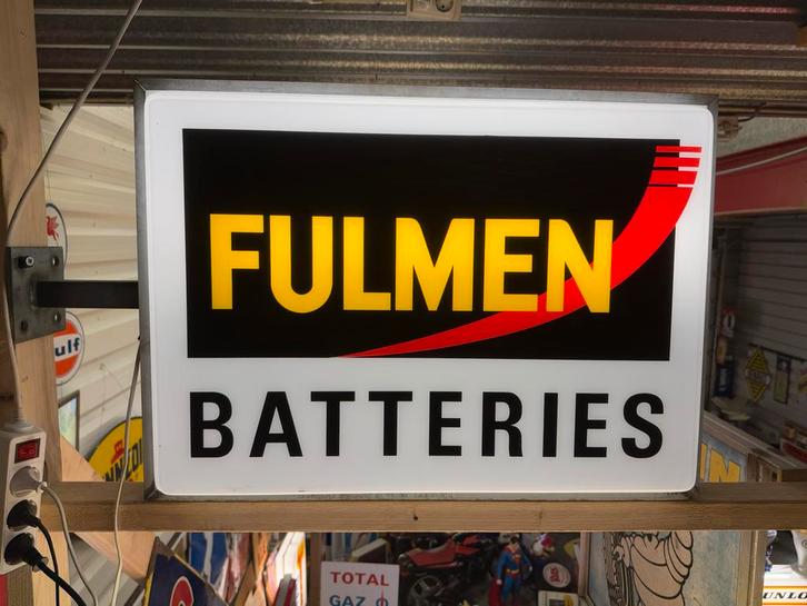 Fulmen Batteries Lichtbak - Vintage Garage Decoratie, Antiek en Kunst, Antiek | Emaille, Ophalen