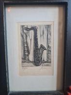 Prent Saxofoon, Antiek en Kunst, Ophalen of Verzenden