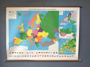 Schoolplaat Europa schrijfbaar - vintage retro plaat poster beschikbaar voor biedingen