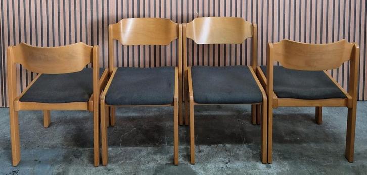 16 x Vintage houten Deense design stoelen retro cafestoelen, Huis en Inrichting, Stoelen, Zo goed als nieuw, Vijf, Zes of meer stoelen