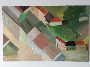 Landschap Constructivisme Kubisme verf op paneel  beschikbaar voor biedingen