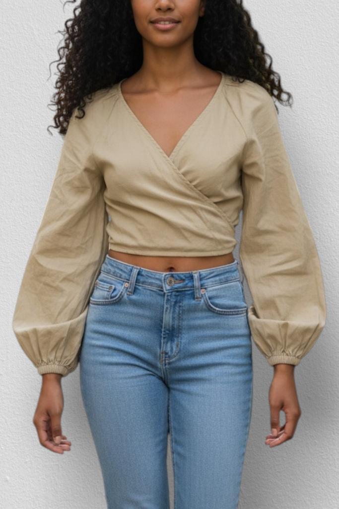 NA-KD – Luxurious Green Wrap with V-Neckline Blouse – L 🌸👠, Kleding | Dames, Blouses en Tunieken, Nieuw, Maat 42/44 (L), Groen