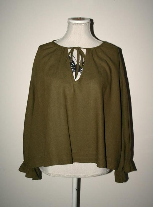 Blouse khaki linnen viscose mt 42 XL, Kleding | Dames, Blouses en Tunieken, Nieuw, Maat 42/44 (L), Groen, Verzenden