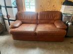 Vintage bruin lederen loveseat bankstel cognackleur, Ophalen, Tweepersoons, Zo goed als nieuw, Minder dan 150 cm