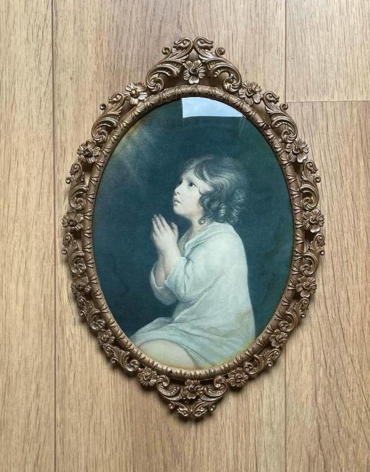 Ovale messing lijst bol glas Sir Joshua Reynolds, Antiek en Kunst, Curiosa en Brocante, Ophalen of Verzenden
