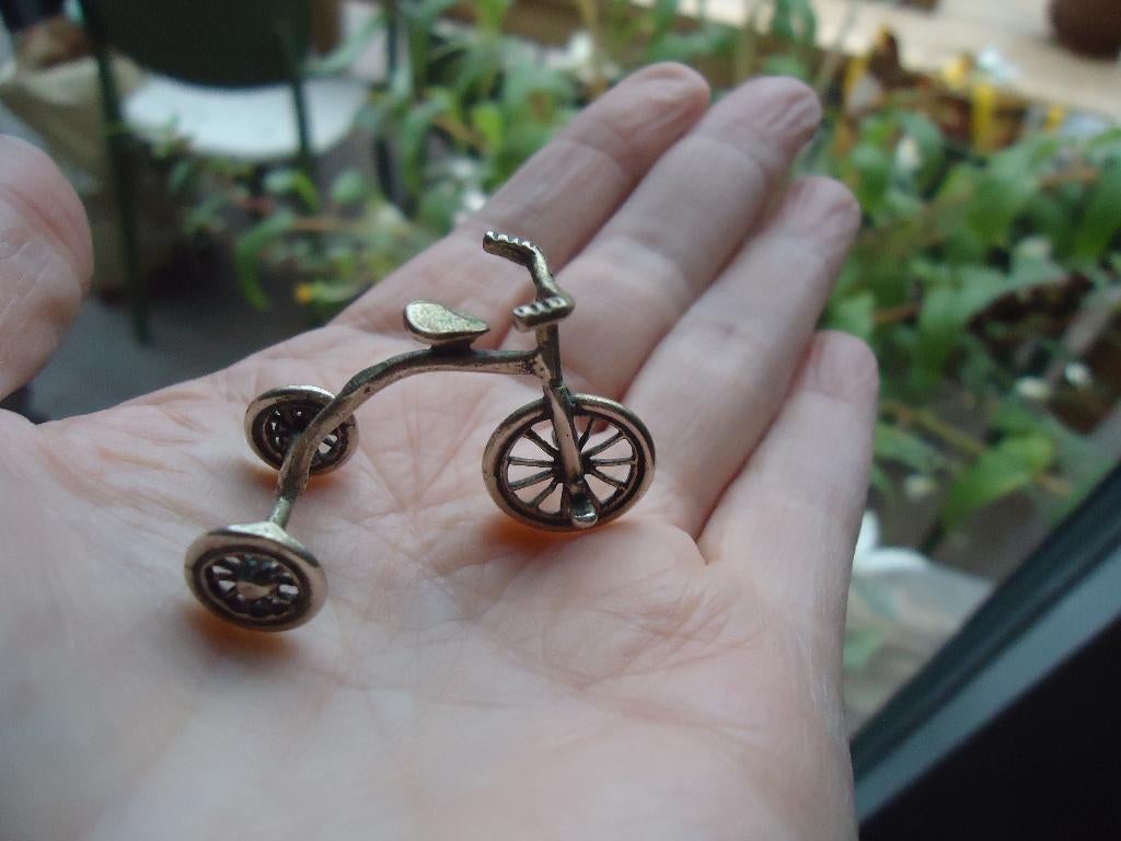 echt zilveren miniatuur driewielertje fietsje zilver 800, Ophalen of Verzenden, Zilver