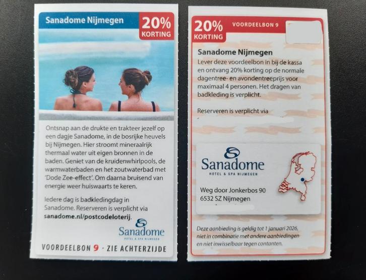 Sauna Sanadome Nijmegen 20% korting voor max 4 personen., Tickets en Kaartjes, Kortingen en Cadeaubonnen