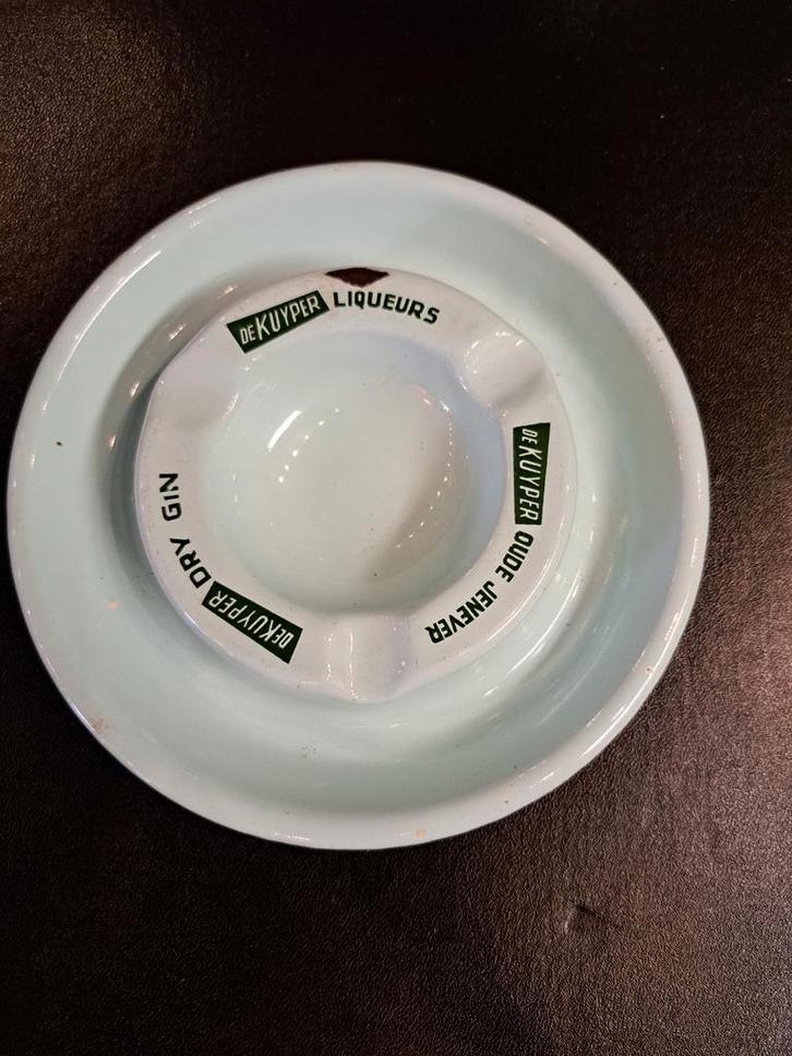 Emaille groene asbak De Kuyper oude jenever liqueurs dry gin, Antiek en Kunst, Antiek | Emaille, Ophalen of Verzenden