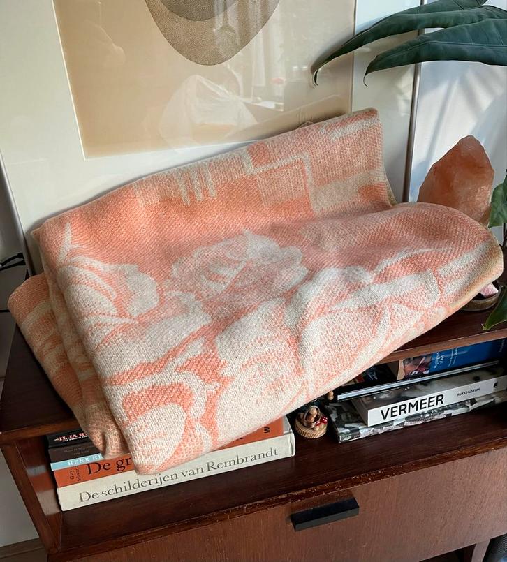 Wollen Deken met Print, Huis en Inrichting, Woonaccessoires | Plaids en Woondekens, Gebruikt, Ophalen of Verzenden