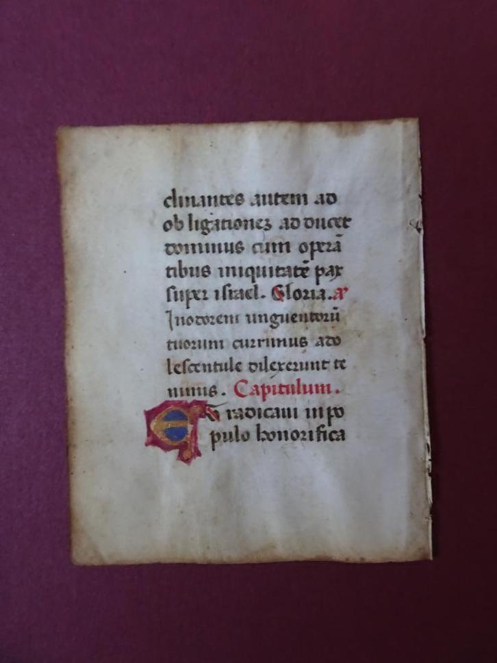 Getijdenboek miniatuur manuscript perkament 1 Italie 1400, Antiek en Kunst, Antiek | Boeken en Bijbels, Verzenden