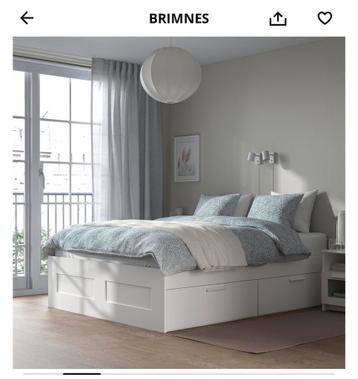 Tweepersoons Brimnes bed van ikea / Lattenbodem & hoofdeind beschikbaar voor biedingen