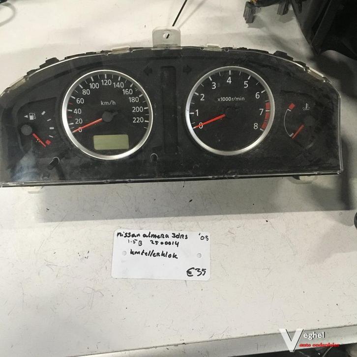 Nissan Almera 1.5 B 3drs 2005 2500014   Km Tellerklok, Auto-onderdelen, Dashboard en Schakelaars, Gebruikt, Ophalen of Verzenden