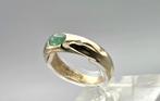 Gouden Vintage ring edelsteen smaragd en diamant. 2025/718., Ophalen of Verzenden, Goud, Ring, Met edelsteen