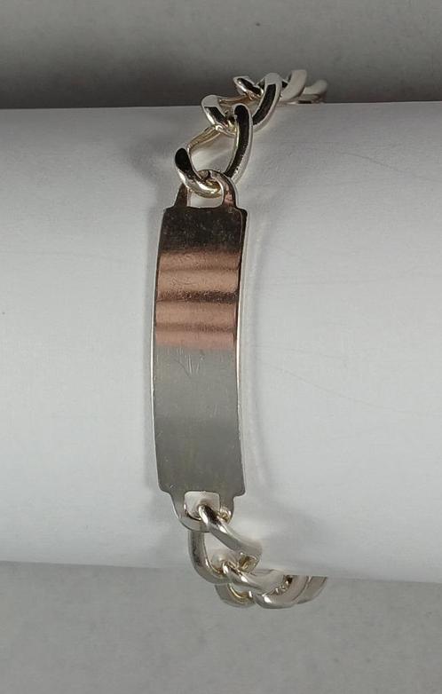 Zilveren Pantserketting naamplaat 19 cm 8,3 mm 835 zilver, Sieraden, Tassen en Uiterlijk, Armbanden, Nieuw, Zilver, Zilver, Ophalen of Verzenden