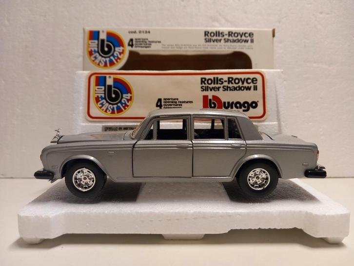 Rolls Royce Silver Shadow 1979 zilver Bburago 1:24 KRD, Hobby en Vrije tijd, Modelauto's | 1:24, Zo goed als nieuw, Auto, Bburago