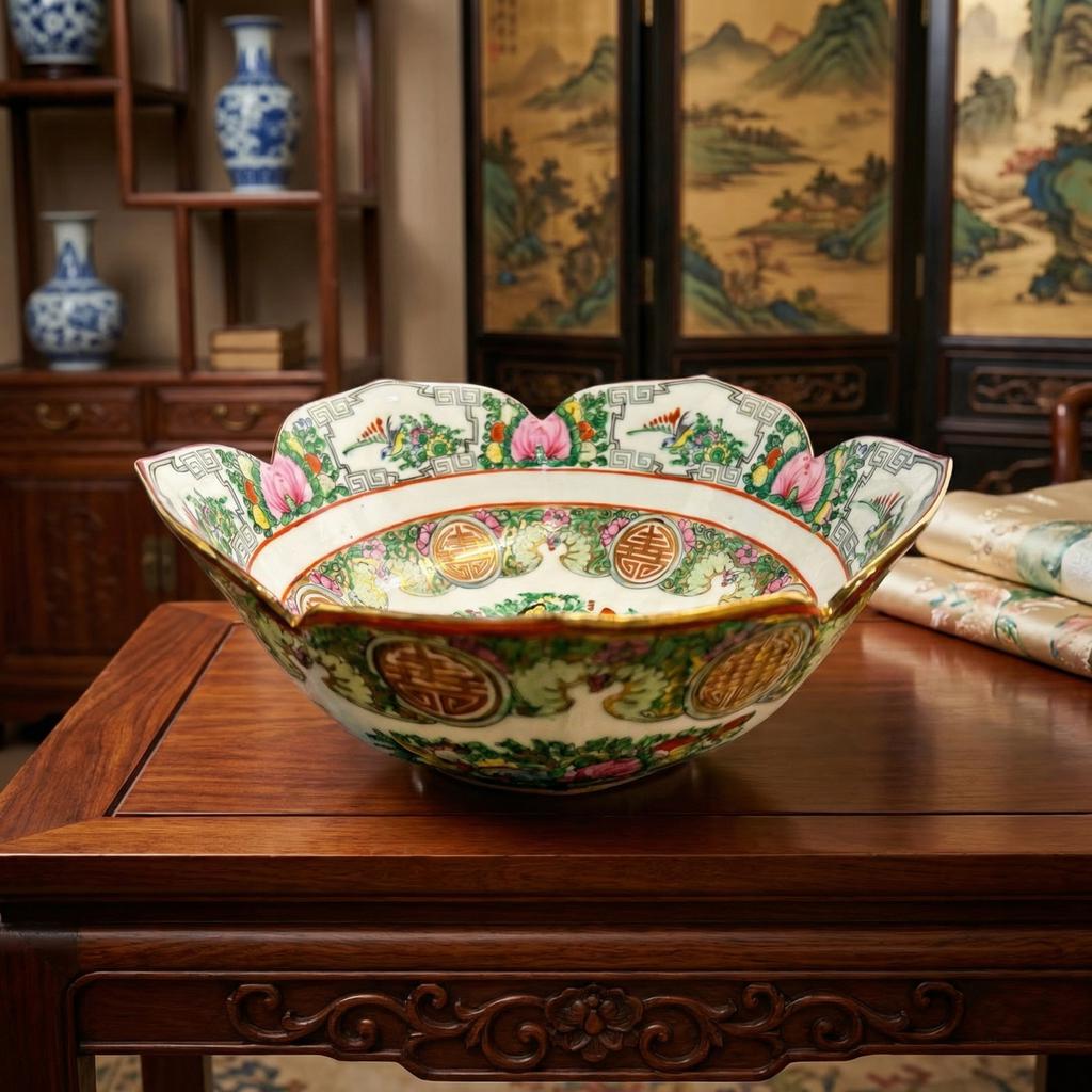 Zeldzame Chinese Famille Rosé Lotus Schaal, Antiek en Kunst, Ophalen of Verzenden