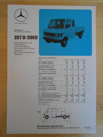Mercedes 207 209 Specificatie Brochure 1982 207D 209D beschikbaar voor biedingen