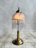 Vintage brocant tafellampje met kraaltjes franjes, -, -, Ophalen of Verzenden, Zo goed als nieuw