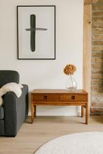 Prachtig Vintage Houten Tafeltje met 2 Lades | Mid century, Ophalen, Minder dan 45 cm, Gebruikt, 75 cm of meer