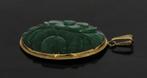 Jade Nefriet bloem grote 14k gouden ketting hanger dames, Sieraden, Tassen en Uiterlijk, Antieke sieraden, Ophalen of Verzenden