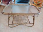 Rohe rotan salontafel vintage gewolkt glas, Huis en Inrichting, Ophalen, Gebruikt, 50 tot 100 cm, Glas
