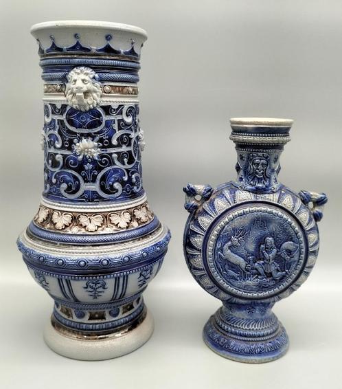 2 antieke objecten van steengoed aarderwerk Westerwald, Antiek en Kunst, Antiek | Keramiek en Aardewerk, Ophalen of Verzenden