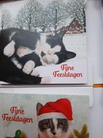40 dubbele kerstkaarten met envelop Franciens katten, Diversen, Kerst, Ophalen of Verzenden, Nieuw