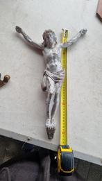 Antieke Jezus aan het kruis - 41 cm - Staal Frankrijk., Antiek en Kunst, Ophalen of Verzenden