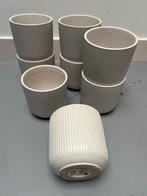 8 Witte Keramieken Potten - Diameter 12cm, Tuin en Terras, Ophalen, Gebruikt, Rond, Binnen