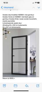 Houten opdekdeur van Svedex met blankglas. Linksdraaiend., Ophalen, 80 tot 100 cm, 215 cm of meer, Binnendeur