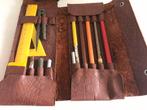 Schooletui oud leer, Antiek en Kunst, Curiosa en Brocante, Ophalen of Verzenden