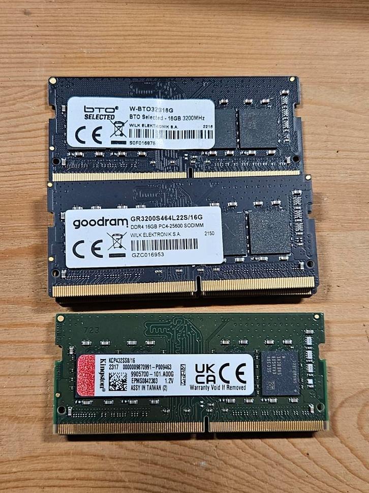 Verschillende merken 16gb laptop ram geheugen ddr4 pc4 3200a, Computers en Software, RAM geheugen, Gebruikt, Laptop, 16 GB, DDR4