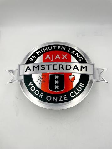 Reclamebord Ajax 90 minuten lang groot 54x40cm aluminium beschikbaar voor biedingen