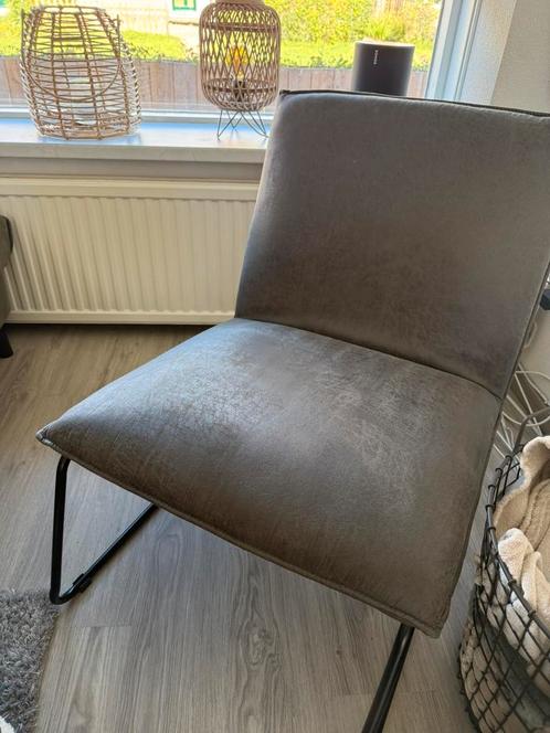 Fauteuil ~ Leen Bakker ~ leatherlook ~ antraciet, Huis en Inrichting, Stoelen, Zo goed als nieuw, Eén, Grijs, Ophalen