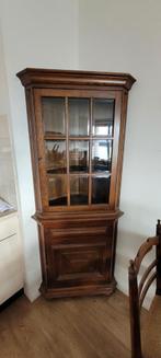 Mooie eiken hoekkast vitrinekast met geslepen ruitjes, Antiek en Kunst, Antiek | Meubels | Kasten, Ophalen