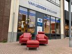 2 Leolux Antonia Fauteuil Rood leer Design stoel poef bank, Ophalen of Verzenden