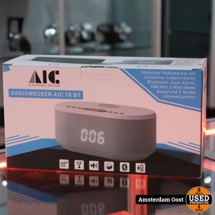 AIC Bluetooth Wekkerradio Wit | Nieuw in Doos, Witgoed en Apparatuur, Wekkers, Nieuw