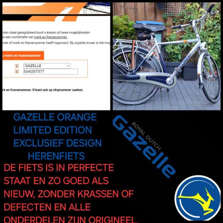 ⭐ZEER MOOIE⭐GAZELLE ORANGE LIMITED ‍️🙋‍♂️HERENFIETS⭐, Fietsen en Brommers, Fietsen | Heren | Sportfietsen en Toerfietsen, Zo goed als nieuw